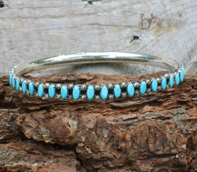 Native American Indian Turquoise Bangle Bracelet - XL